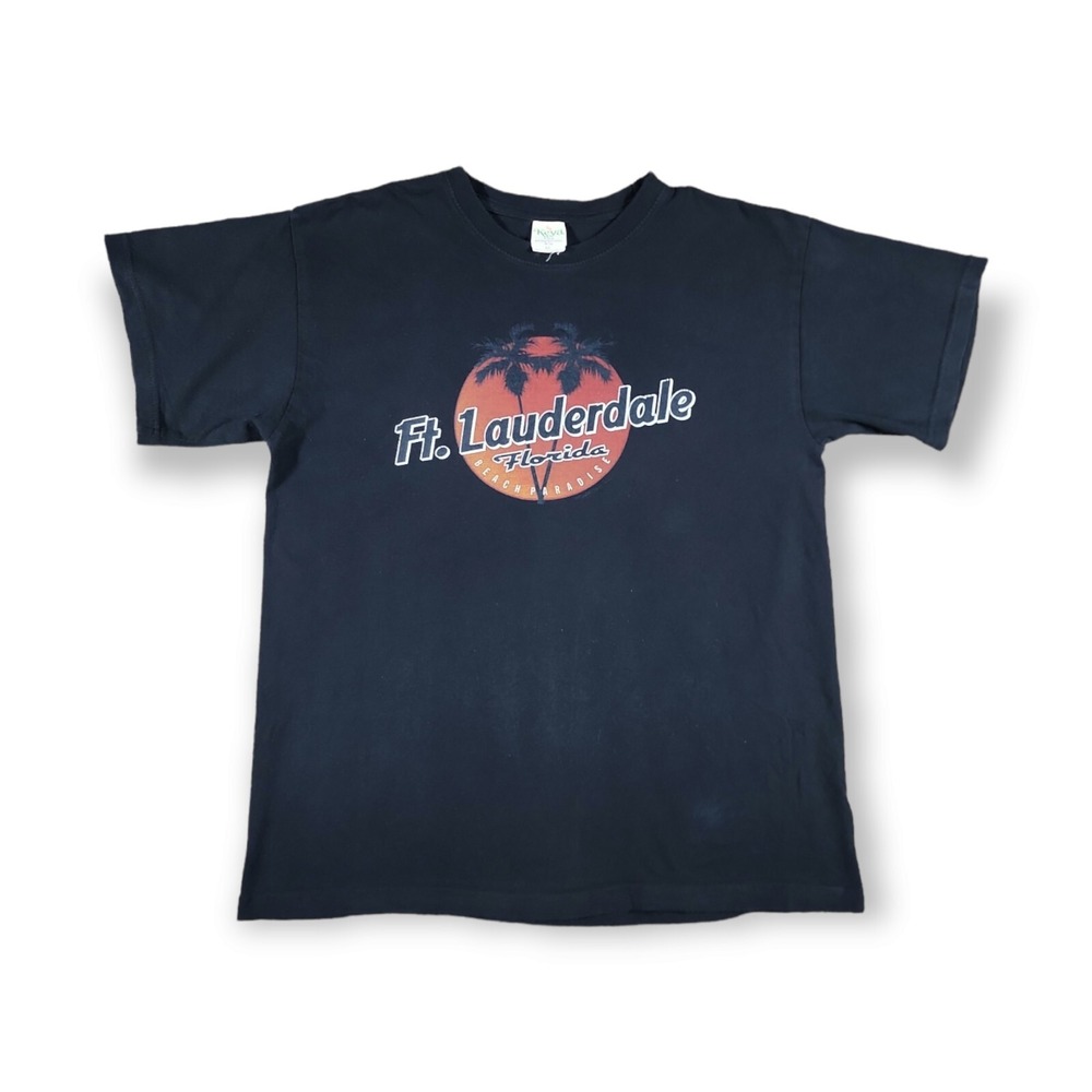 Keya Ft. Lauderdale Short Sleeve Crew Neck Graphic Black‎ T Shirt Size Medium